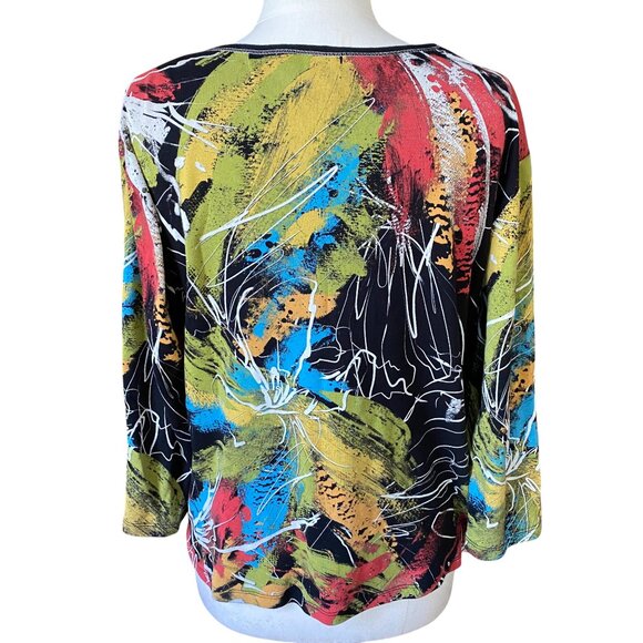 Vintage Jess & Jane Artsy Bold Shirt Abstract Statement Funky Lagenlook USA-XL - Picture 7 of 12